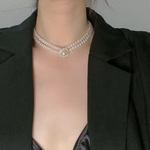 꽃소담 Pearl necklace ZYZC10920 레트로 코트 빈티지 짧은 다이아몬드 진주 목걸이 여성 조커 간단한 더블 수 위안 쇄골 체인 넥 체인
