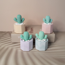 선인장 화분 석고방향제 선물 리필오일 5ml, 상탈, 핑크