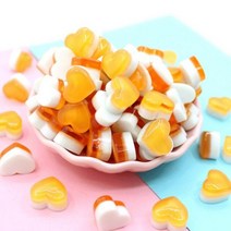 레인보우 젤리 러브 하트 솜사탕 플라스틱 모형 캔디 DIY 액세서리 아트 장난감 쥬얼리 10 개, 주황색