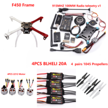 픽스호크 쿼드콥터 드론 PIXHAWK2.4.8 비행 제어 F450 키트 Ardupilot 100MW 무선 원격 측정 쿼드 콥터 BLHELI 20A 2212 모터 ESC 랜딩 기어, [12] 915MHZ 100MW A