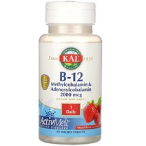 KAL B-12 메틸코발라민 아데노실코발라민 혼합 베리 2 000mcg 마이크로정 60정