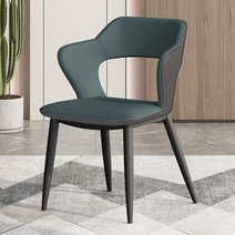 북유럽 고급 가정용 식당 의자 현대적인 간단한 사무실 협상 레스토랑 팔걸이 철 의자, 에메랄드 그린 (가죽)