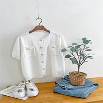 다잇템 여자 크림색 봄니트 U넥 드레스업 가디건 (8385150)