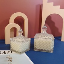 캔들용기 - 불꽃 사각 크리스탈 유리 (사이즈선택) diy 유리 소이캔들만들기 재료, 대 350ml 사각