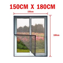 주름방충망 방충망틀 스텐 방범 붙이는 방충망 여름 안티 모기장 창 화면 메쉬 공기 얇은 명주 그물 방진 애완 동물 고양이 세느 이동식 빨 수있는 지원 사용자 정의 크기 서비스, W 150cm x H 180cm+Grey mesh br