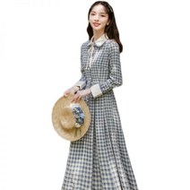 개화기의상 중세시대 체크 무늬 빈티지 원피스