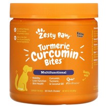 Zesty Paws 반려견용 Turmeric Curcumin Bites 매일 생기 보충 모든 연령용 베이컨 맛 소프트츄 90개