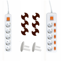현대일렉트릭 멀티콘센트 5구(1.5m 3m 5m)+화재예방 붙이는 소화기 소화패치(6매입)+안전커버(2개), 접지5구(메인스위치-소화패치6매), 1.5M(안전커버2개)