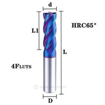 카바이드 반경 엔드 커터 밀 알루미늄 Cnc 밀링 금속 텅스텐 스틸 CNC 가공 엔드밀, d9x10Dx23x75L+4FHRC65