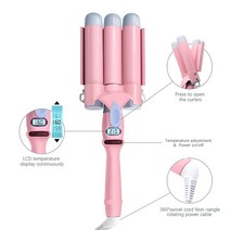 봉고데기 자동 헤어 컬링 매직기 Ihongsen LCD 컬링 아이언 세라믹 모델링 도구 아이론 전기 헤어 컬러 롤, 02 Black32mm_02 EU