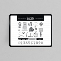 [야간비행] METALLIC 메탈릭 무드 스티커 / 굿노트 스티커, 이미지 파일 - (.png)