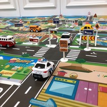 자동차 도로 놀이 자동차 놀이매트 두돌생일선물 대형 유치원 어린이집 유아 장난감, 그린