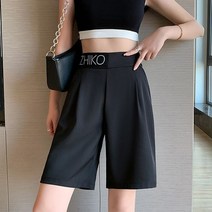 여성 반바지 데님 린넨 숏팬츠 와이드 카고 여성용 사이클링 여름 하이 웨이스트 블랙 정장 반바지 오버사이즈 캐주얼 기본 짧은 바지 한국 패션 CICHENG