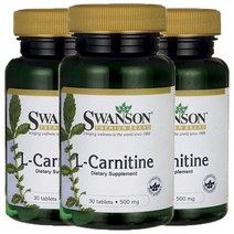 스완슨 L-카르니틴 500mg 타블렛, 30개입, 3개, 30정