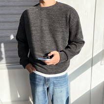 남자 골지 니트 스판 스웨트 오버핏 맨투맨