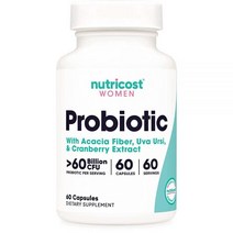 Nutricost 뉴트리코스트 프로바이오틱 600억 CFU 60캡슐 아카시아 섬유 우바 우르시 크랜베리 추출물