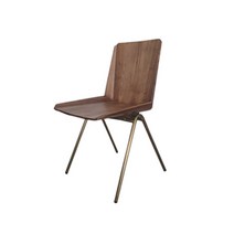 B280 호두나무 골드도금 1인 식탁의자, 월넛