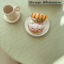 스위티 체크 테이블보 식탁보 면 홈카페 빈티지 내추럴 3색상, 6인(105x210), 멜론