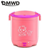 전기솥밥 dmwd 전기 미니 밥솥 1.2l 절연 요리 국수 냄비 수프 죽 보일러 휴대용, 분홍색, 증기선 없음