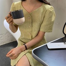 오노마 오노마 ONM 여성 데이트룩 원피스 h라인 실루엣 연그린 정장 치마 (8652510)