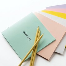 슬림 무지 미니 32쪽 컬러노트+종이연필 예쁜노트 기념품 포토북 굿즈 홍보용, 민트