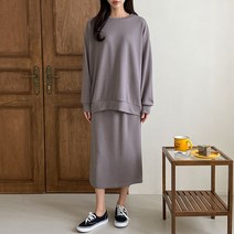 oshu / 여성 미니멀 루즈핏 긴팔티 앤 롱스커트 코디 세트