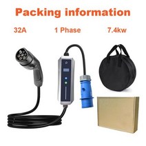 전기 자동차용 EV 충전기 타입 2 충전 스테이션 전환 가능 32A 7.4KW 22KW 5M 케이블 고속 충전기, 7.4KW 32A 1 Phase_CHINA | Type