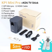 MECOOL-KP1 미니 프로 프로젝터 AOSP 안드로이드 9 1 + 8G 300 ANSI 루멘 720P 전기 초점 4D 키스톤 홈 시어터 글로벌, Q1 KD5_EU 플러그
