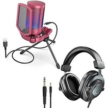 마이크 모니터링 헤드폰 팟캐스트 팝 필터가 있는 USB 콘덴서 쇼크 마운트 유선 레드(A6RH8)