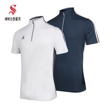 세바스찬골프 남성 어깨 배색 라인 반집업 반팔 티셔츠 J301 J302