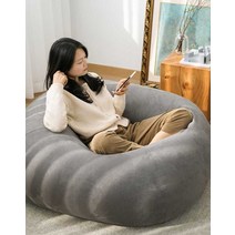 푹신한 구름쿠션 싱글 소파 빈백, 천 벨벳-다크 그레이  100x110cm 대형 L