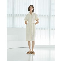 헤지스레이디스 [21SS 헤지스 여성]아이보리 스트랩 린넨혼방 셔츠형원피스_HSDR1B551IV