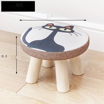작은스툴 가정용 교체 신발스툴 둥근 낮은스툴 귀여운 어린이 소파스툴 아기 티테이블 의자 캐릭터 소프트스툴 벤치, 검은고양이