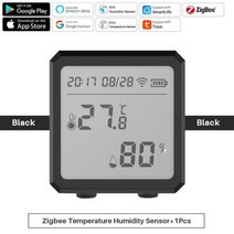 Tuya Zigbee 온도 습도 센서 스마트 홈 실내 습도계 온도계 Smart Life Alexa Google Assistant, Black-1Pcs_CHINA