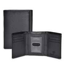 천연 가죽 남성용 RFID 차단 슬림 3단 지갑 카드 6장 신분증 창 1개 노트 수납공간 2개 부드러운 회갈색