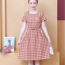 Choyur 쉬밥 여성 린넨 원피스 여름 롱원피스 허리끈 체크
