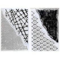 Kwan Crafts 2 Sheets Different Style Grid Fish Net Cloth Background Clear Stamps for Card Making Dec, 1