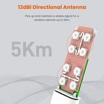 휴대용 공유기Tenda-2.4GHz 야외 장거리 CPE 12dBi 5km + 포인트 투, 03 add UK plug