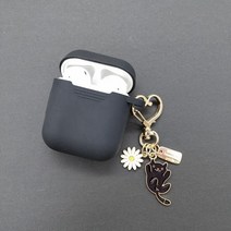 감각적인 에어팟케이스 실리콘 가죽 빈티지 명품 밍크 헤어 볼 키 체인 이어폰 케이스 apple airpods 1 2 블루투스 헤드셋 커버 귀여운 천사 꽃 장식, 에어팟 1 또는 2용 a21