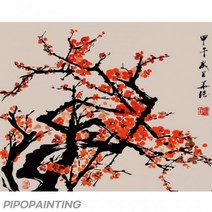 고급 피포페인팅 쉬운 그림 그리기 사군자 매화 DIY 명화 그리기 색칠도안 유화그리기세트 피포페인팅, 단품