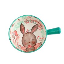 요우니 북유럽 캐릭터 손잡이 도자기 그릇 세트 라면 냉면 사용 홈식기 세트, 방울토끼