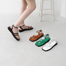 토 포스트 더블 사선스트랩 통굽샌들(3.1cm) 9139
