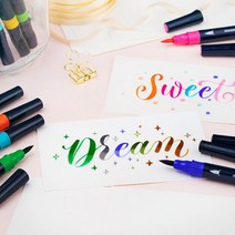캘리그라피 캘라그라피 수성펜 브러쉬펜 컬러 트윈 브러쉬 1세트 6칼라 수성펜 택1 (제스트)_741EA, FOREST세트, 본상품선택