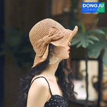 뒷트임 리본 벙거지 왕골모자 파나마 햇 라피아 밀짚모자