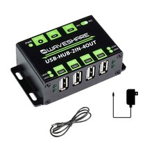 Waveshare 산업용 등급 USB 허브 확장 4X 2.0 포트 다중 보호 회로 지원 OS 플러그 재생, 검은색
