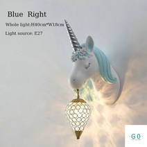아기방조명 아이방 LED 무드등 수면등 수유등 침대 침실 감성 간접 키즈 공주 유니콘 램프, Unicorn blue right