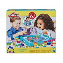 Play-Doh Set On The Go Imagine and Store Studio 도구 30개 및 모델링 컴파운드 10개 포함 3세 이상 소년용 여행용 장난감 무독성
