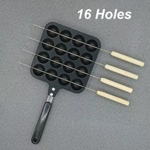 타코야끼만들기 16 구멍 작은 문어 공 기계 문어 그릴 플레이트 다코야키 처리 팬 선물 케이크 메이커가있는 알루미늄 합금 타코야키 메이커