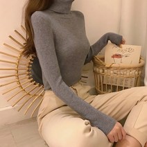 픽포드 소프트 골지 목폴라 티셔츠 긴팔 라운드 롱슬리브 여자운동복상의 쭉티