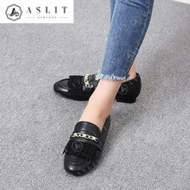[바보사랑] 빅사이즈 여성 진주 체인 프린지 로퍼 2cm